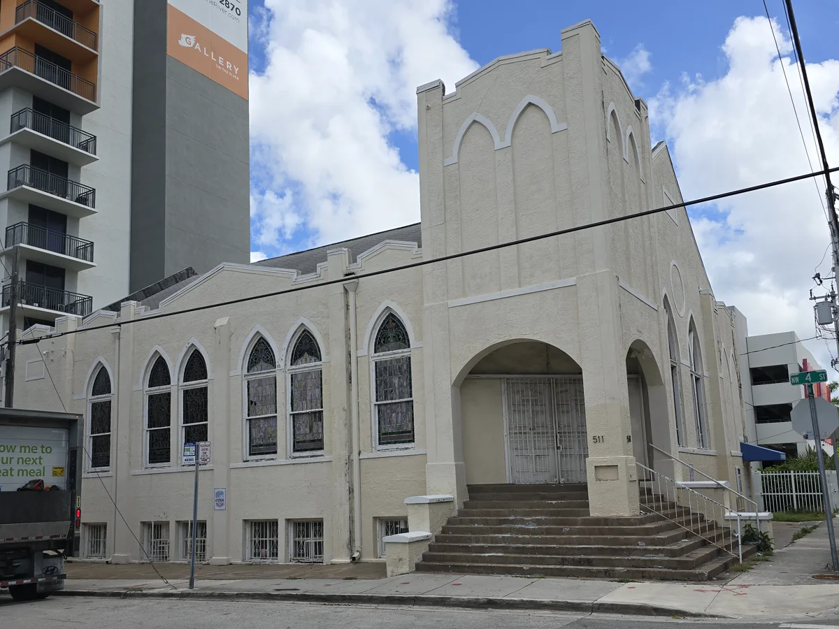 Trinity Church street elevation documented during an existing-condition survey on June 24, 2025.